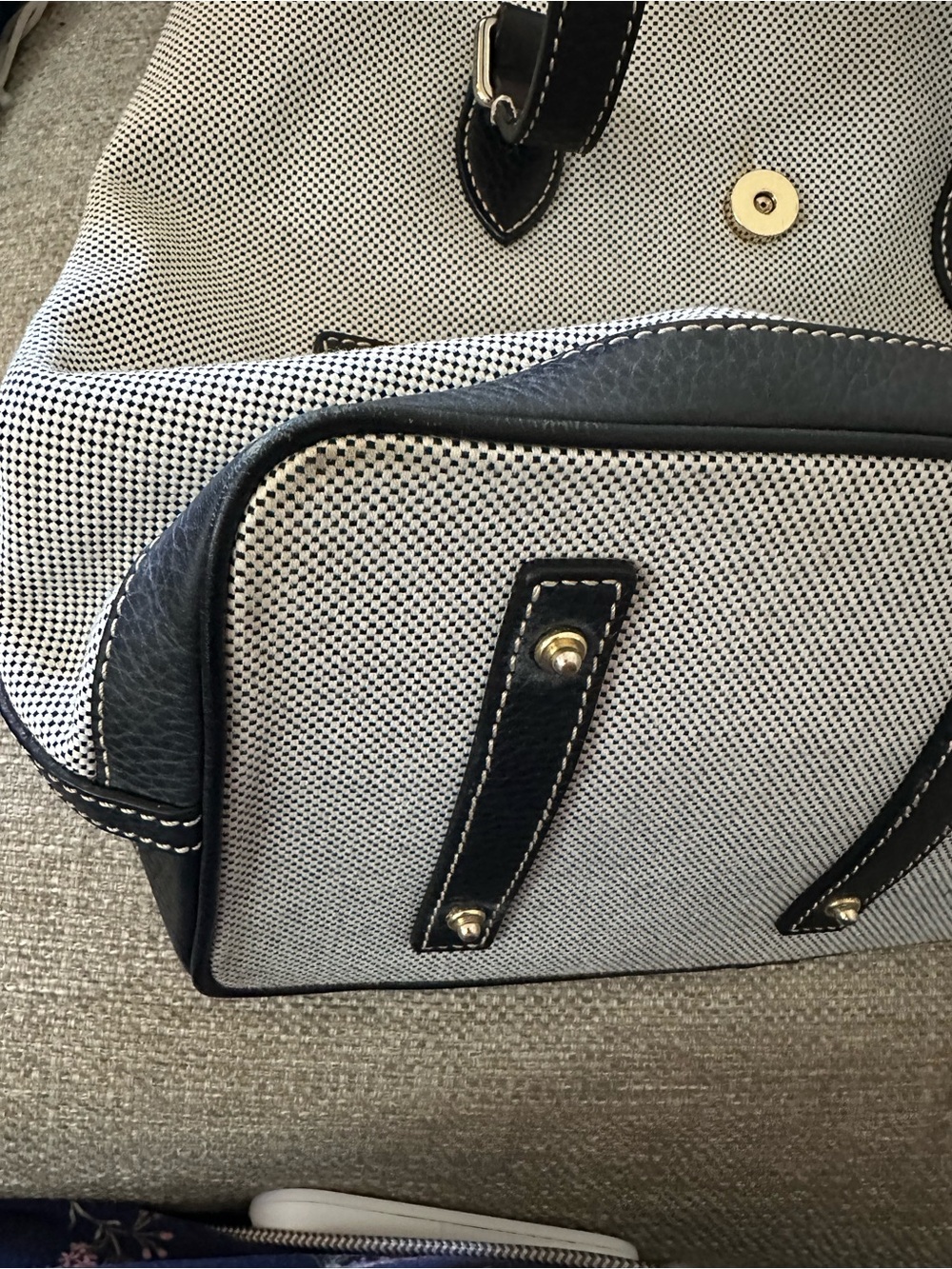 Dooney & Bourke Cabriolet Woven Shopper Tote Black White Leather Trim - Picture 13 of 16